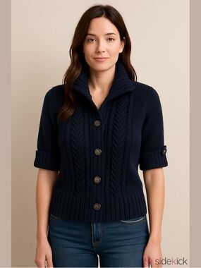 Banana Republic Merino Wool Sweater – XS (Fits S–M) – Cable Knit & Turtleneck –